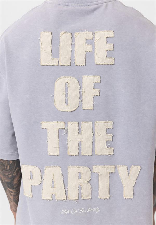 Life Of The Party Oversize Yıkamalı T-Shirt-Gri