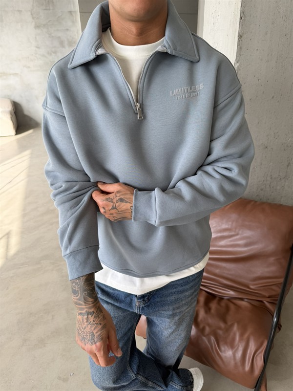 Limitles Half Zip Sweat - Mavi