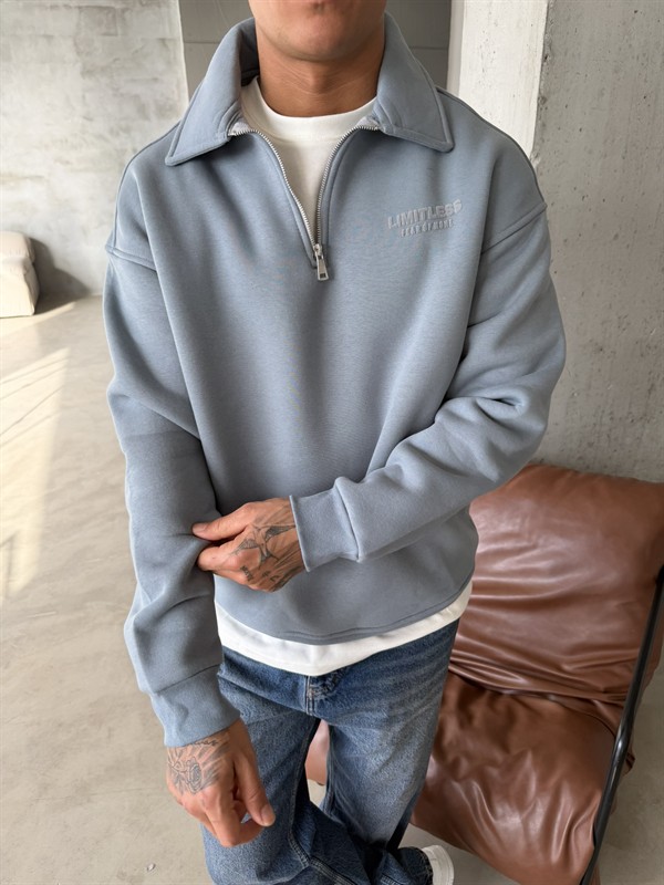 Limitles Half Zip Sweat - Mavi