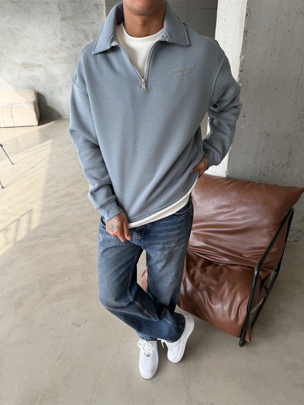 Limitles Half Zip Sweat - Mavi