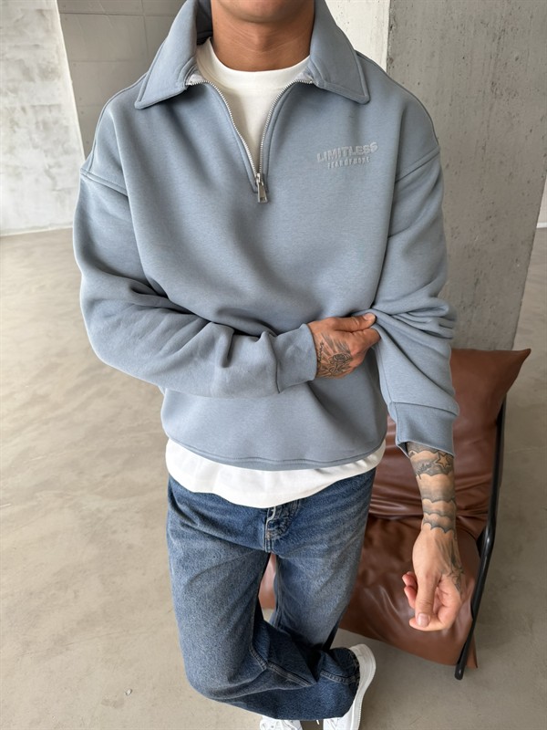 Limitles Half Zip Sweat - Mavi