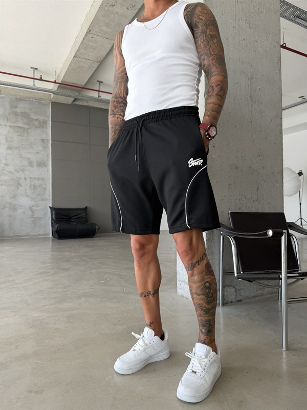 Line Signature Shorts - Siyah