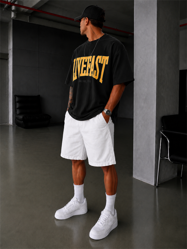 LİVEFAST Ön Baskılı Oversize T-Shirt - Siyah