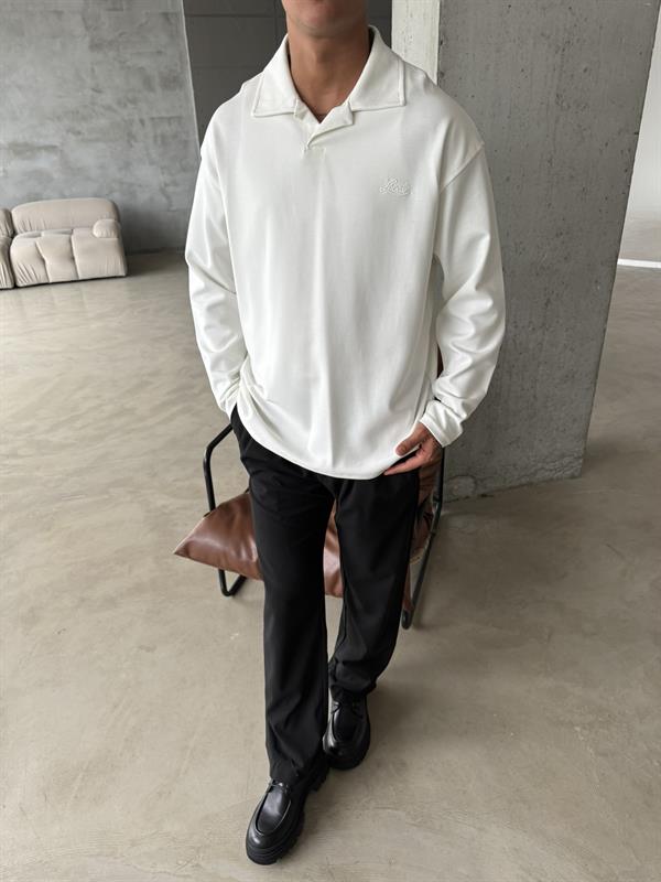 Local Nakışlı Pat  Yaka - Beyaz