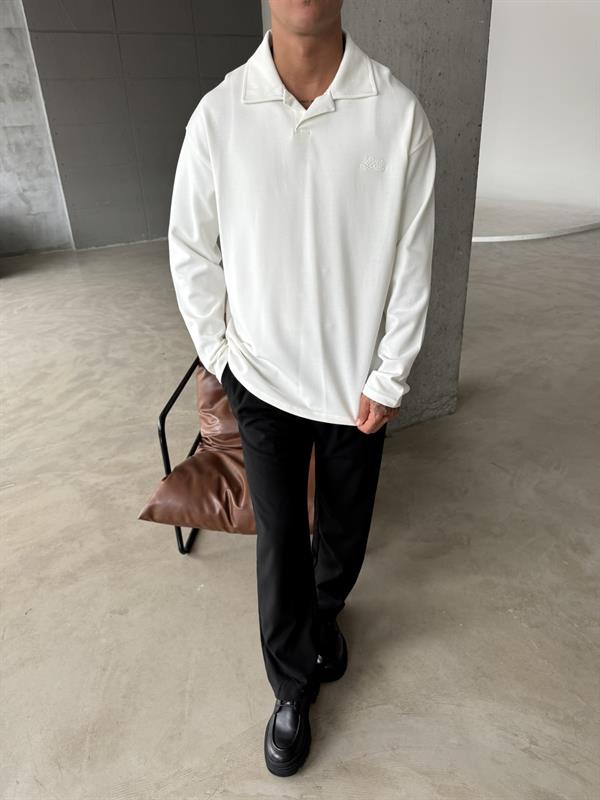 Local Nakışlı Pat  Yaka - Beyaz