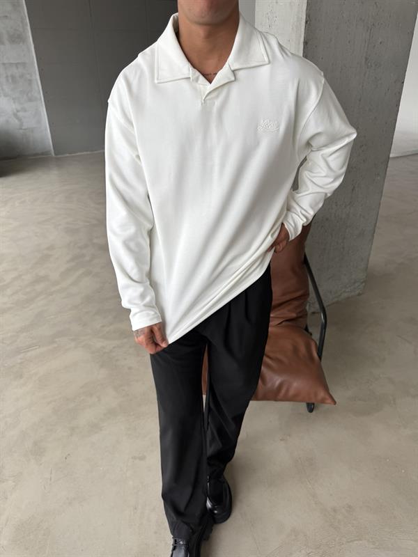 Local Nakışlı Pat  Yaka - Beyaz