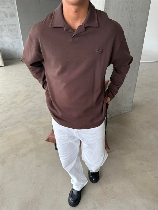 Local Nakışlı Pat  Yaka - Kahve