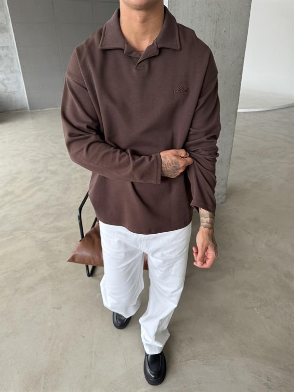 Local Nakışlı Pat  Yaka - Kahve