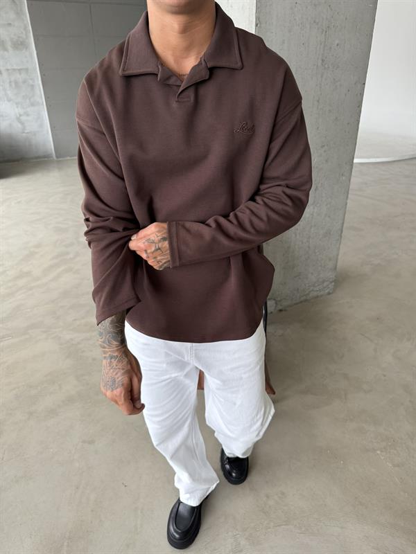 Local Nakışlı Pat  Yaka - Kahve