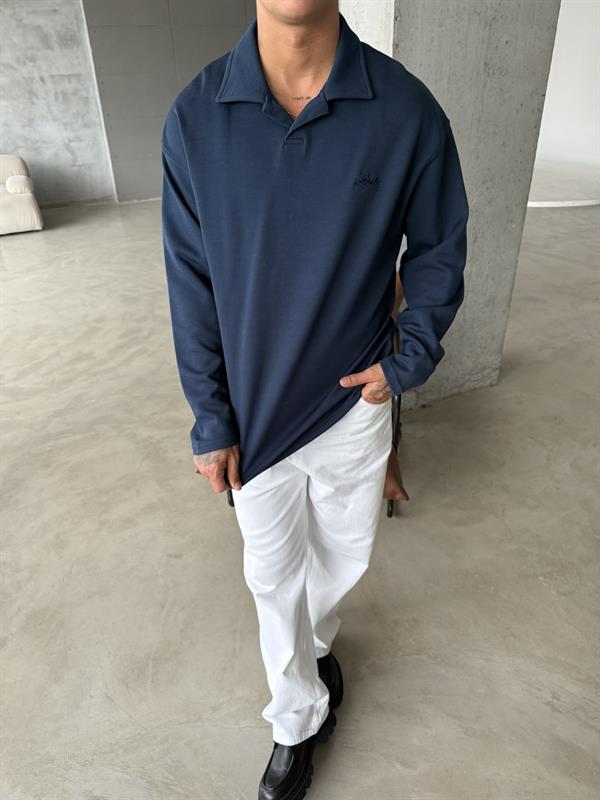 Local Nakışlı Pat  Yaka - Lacivert