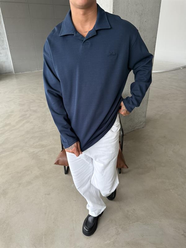 Local Nakışlı Pat  Yaka - Lacivert