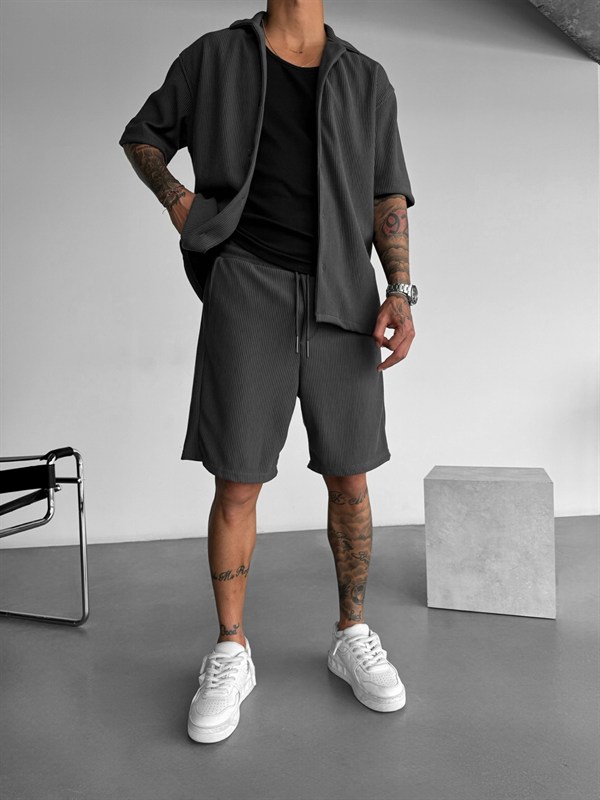 Loose Fit Cord Shorts  - Antrasit