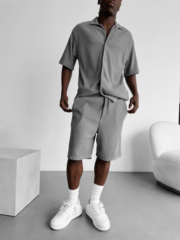 Loose Fit Cord Shorts  - Gri