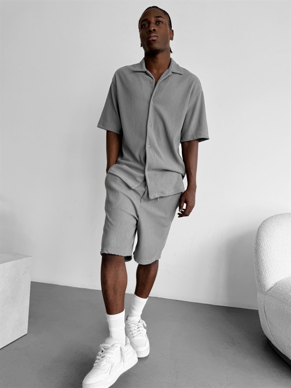 Loose Fit Cord Shorts  - Gri