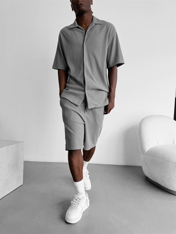 Loose Fit Cord Shorts  - Gri