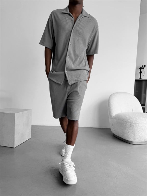Loose Fit Cord Shorts  - Gri
