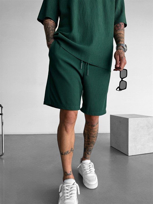 Loose Fit Cord Shorts  - Yeşil