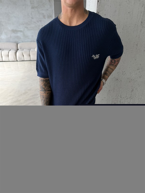 Los Angels Triko Nakışlı T-Shirt - Lacivert