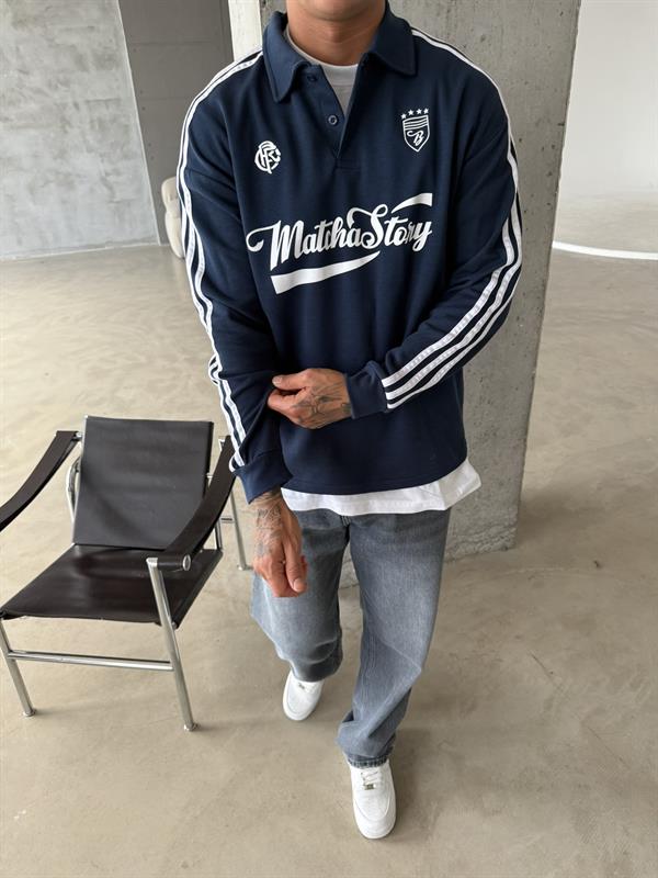 Matcha Story Polo Yaka Sweat - Lacivert