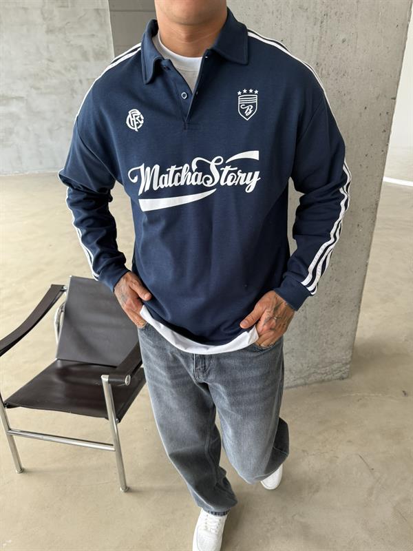 Matcha Story Polo Yaka Sweat - Lacivert