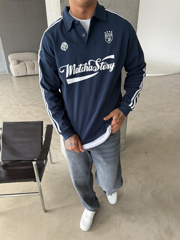 Matcha Story Polo Yaka Sweat - Lacivert