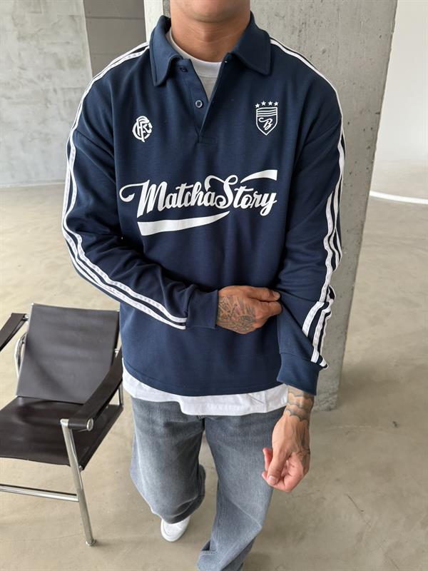 Matcha Story Polo Yaka Sweat - Lacivert