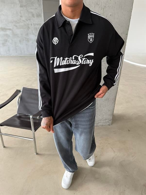 Matcha Story Polo Yaka Sweat - Siyah