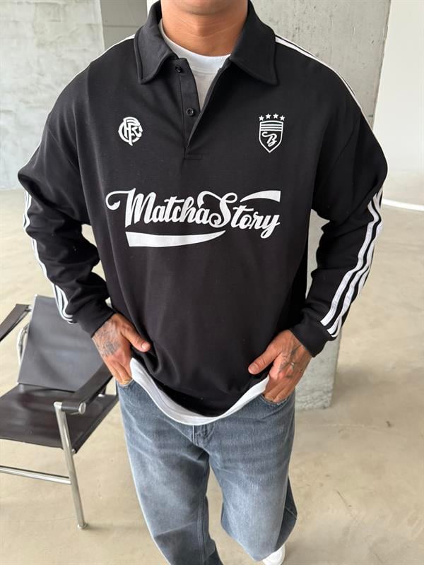 Matcha Story Polo Yaka Sweat - Siyah