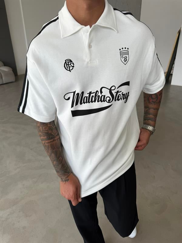 Matcha Story Polo Yaka T-Shirt- Beyaz
