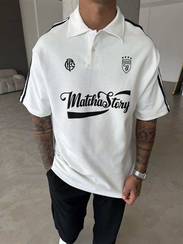 Matcha Story Polo Yaka T-Shirt- Beyaz