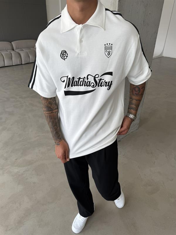 Matcha Story Polo Yaka T-Shirt- Beyaz