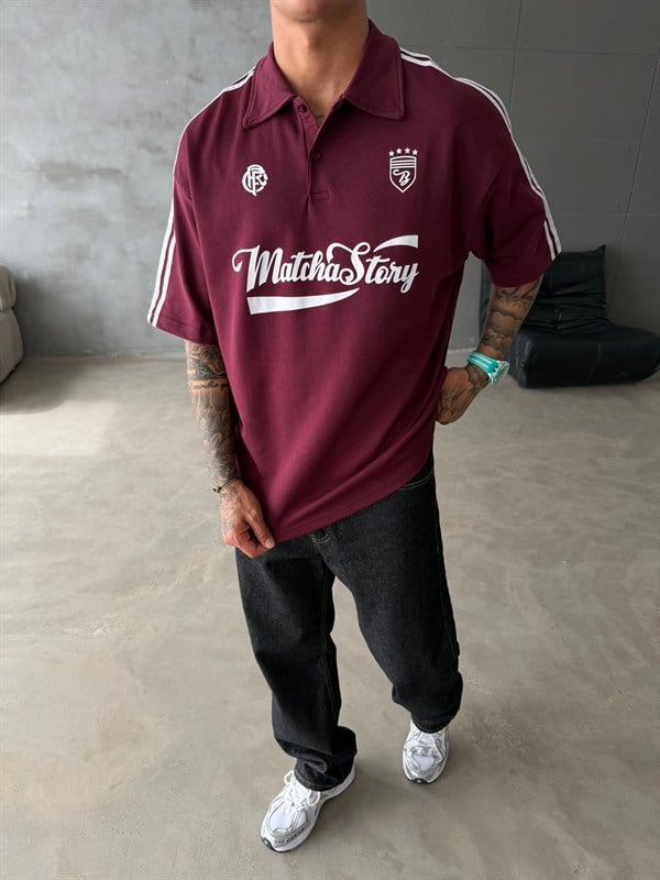 Matcha Story Polo Yaka T-Shirt- Bordo