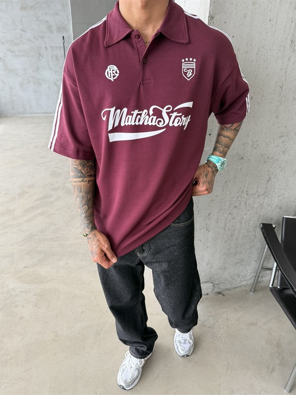 Matcha Story Polo Yaka T-Shirt- Bordo