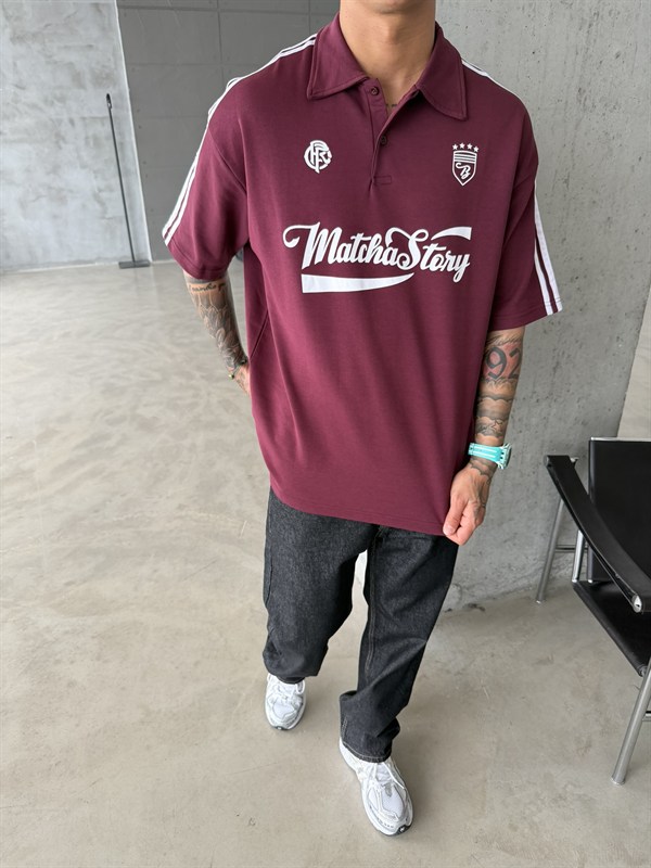 Matcha Story Polo Yaka T-Shirt- Bordo