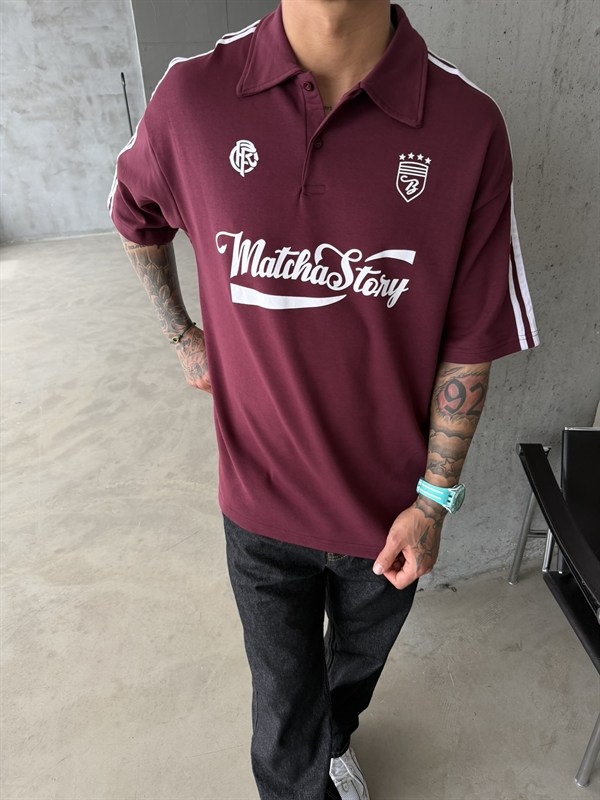 Matcha Story Polo Yaka T-Shirt- Bordo