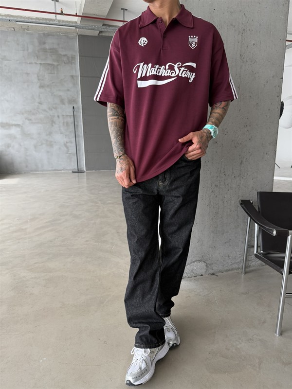 Matcha Story Polo Yaka T-Shirt- Bordo
