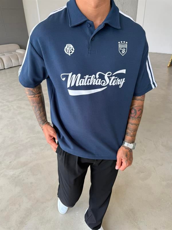 Matcha Story Polo Yaka T-Shirt- Lacivert