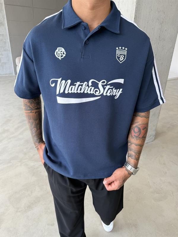 Matcha Story Polo Yaka T-Shirt- Lacivert