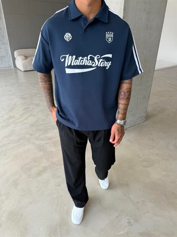 Matcha Story Polo Yaka T-Shirt- Lacivert