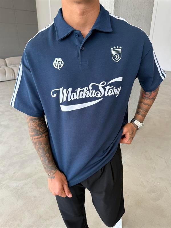 Matcha Story Polo Yaka T-Shirt- Lacivert