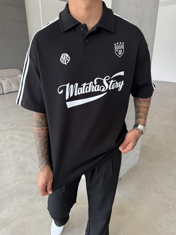 Matcha Story Polo Yaka T-Shirt- Siyah