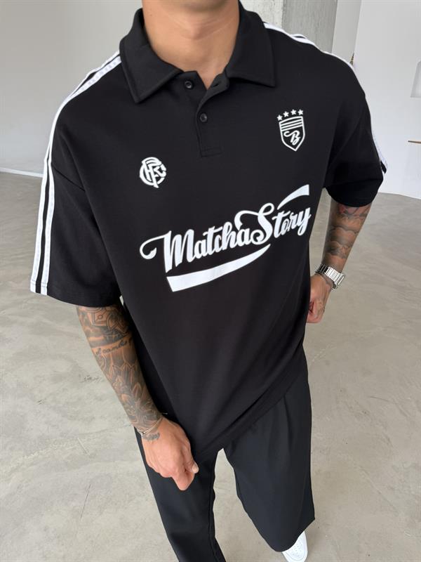 Matcha Story Polo Yaka T-Shirt- Siyah