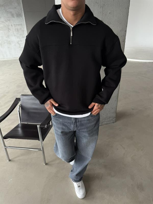 Minimal Basic Half Zip - Siyah