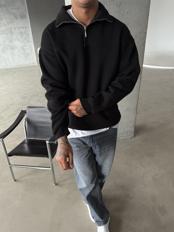 Minimal Basic Half Zip - Siyah