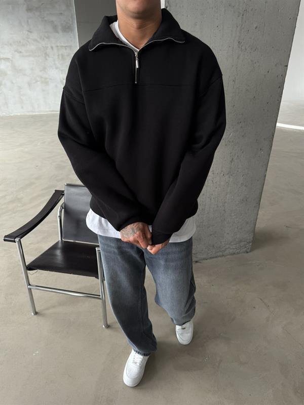Minimal Basic Half Zip - Siyah