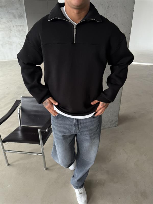 Minimal Basic Half Zip - Siyah