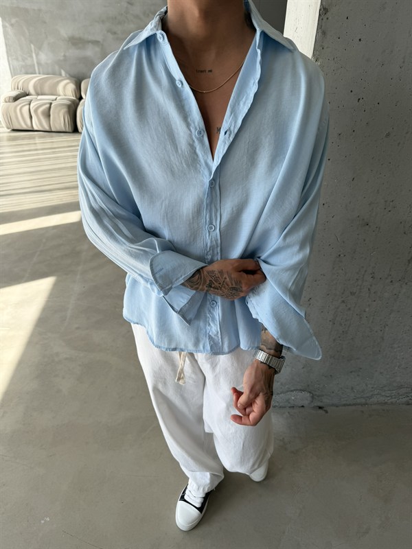 Modal Kumaş Basic Gömlek - Bebe Mavi