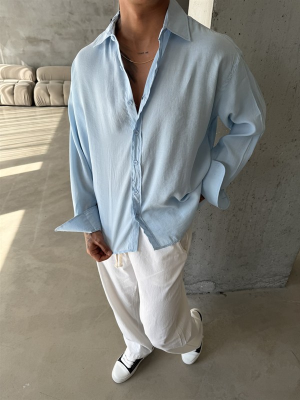 Modal Kumaş Basic Gömlek - Bebe Mavi