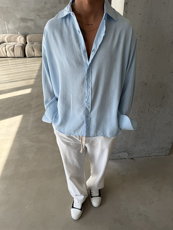 Modal Kumaş Basic Gömlek - Bebe Mavi