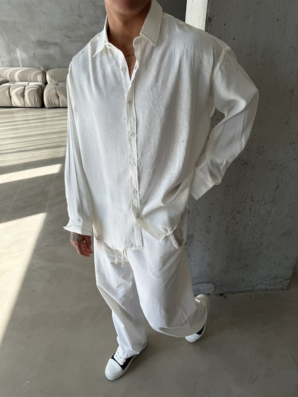 Modal Kumaş Basic Gömlek - Beyaz